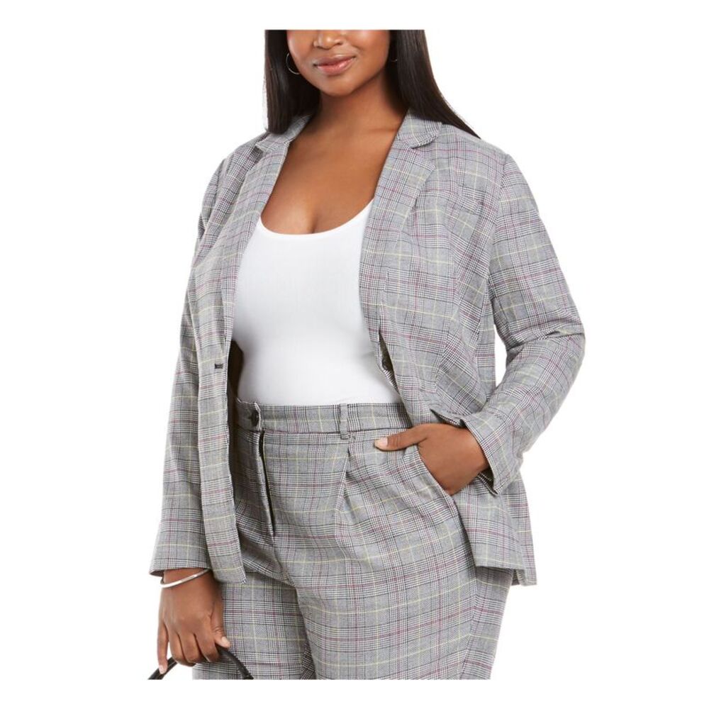 VINCE CAMUTO Womens Gray Printed Wear To Work Suit Jacket Plus 14W - Picture 1 of 1